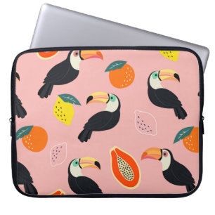 Housse Pour Ordinateur Portable Motif tendance avec toucan et abstrait tropical f