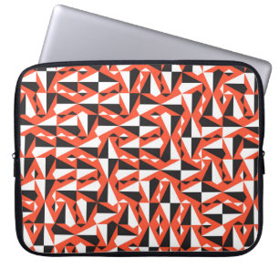 Housse Pour Ordinateur Portable Motif textile vintage géométrique en rouge,