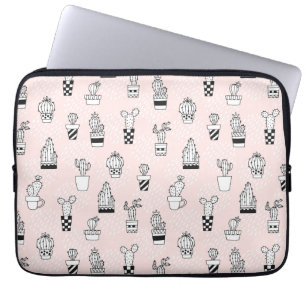 Housse Pour Ordinateur Portable Motif tiré par la main mignon de cactus