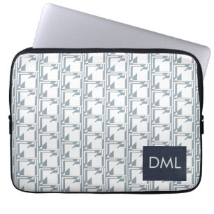 Housse Pour Ordinateur Portable Motif Tons Bleus Chauds Texture Géométrique