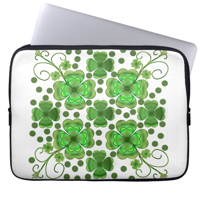 Housse Pour Ordinateur Portable Motif Tourbillon & Trèfle Métallic Vert Personnali (Devant)