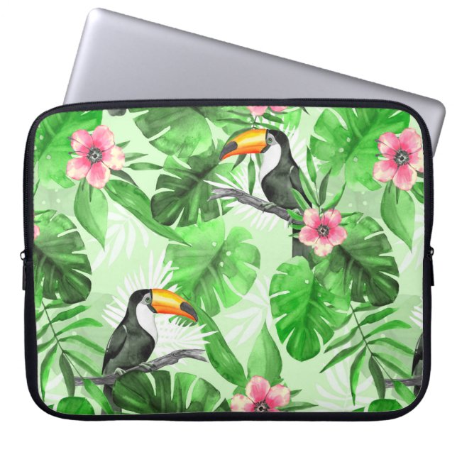 Housse Pour Ordinateur Portable Motif tropical avec toucan (Devant)