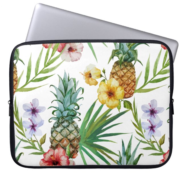 Housse Pour Ordinateur Portable Motif tropical d'ananas d'aquarelle de thème (Devant)