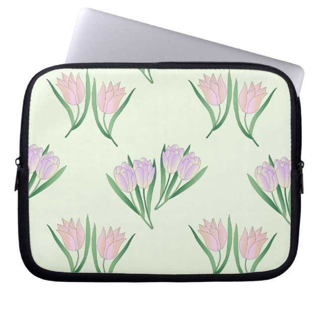 Housse Pour Ordinateur Portable Motif tulipes vert (Devant)
