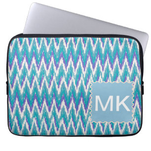 Housse Pour Ordinateur Portable motif turquoise et Amethyst iKat ZigZag