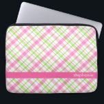 Housse Pour Ordinateur Portable Motif vert et rose de plaid<br><div class="desc">Conception Girly et colorée de motif de plaid.</div>