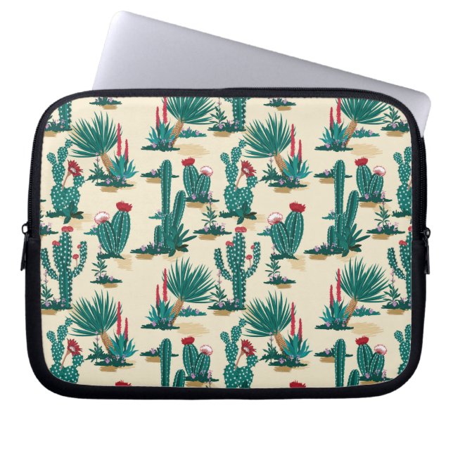 Housse Pour Ordinateur Portable Motif vert et rouge de cactus (Devant)