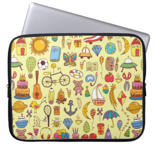 Housse Pour Ordinateur Portable motif vintage à main sans soudure avec doodle ki
