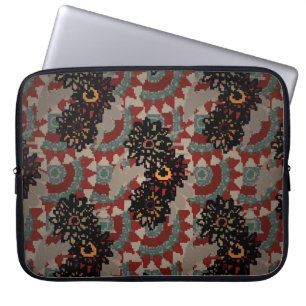 Housse Pour Ordinateur Portable motif vintage fleuri sans couture. Rouge, beige et