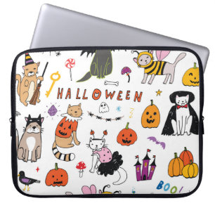 Housse Pour Ordinateur Portable Motif Vintage Halloween Cats