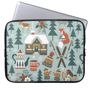 Housse Pour Ordinateur Portable Motif vintage sans couture dessiné à la main avec