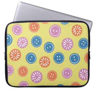 Housse Pour Ordinateur Portable motif vintage transparent avec boutons sur le jaun