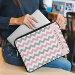 Housse Pour Ordinateur Portable Motif Zigzag, Motif Chevron, Rose, Votre Nom<br><div class="desc">Elégante,  élégante et raffinée,  motif en zigzag (chevron),  couleur rose,  gris et blanc. Un cadeau moderne et tendance,  parfait pour les amoureux du zigzag dans votre vie. Personnalisez en ajoutant votre nom,  votre pseudonyme,  votre monogramme ou vos initiales.</div>
