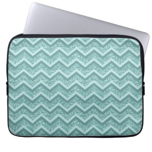 Housse Pour Ordinateur Portable Motif ZigZag Parties scintillant Turquoise