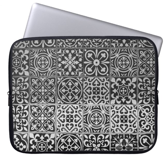 Housse Pour Ordinateur Portable Motifs damentaux noirs et blancs (Devant)