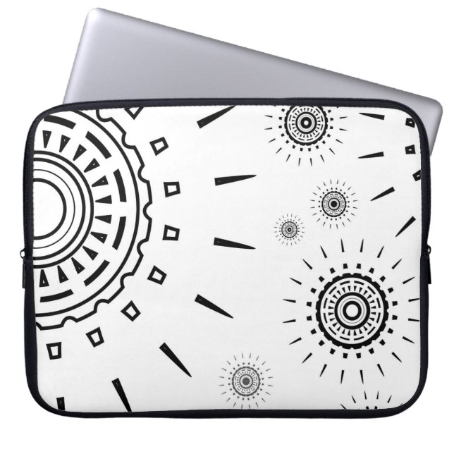 Housse Pour Ordinateur Portable Motifs d'éclats noirs sur fond blanc (Devant)
