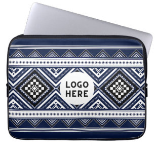 Housse Pour Ordinateur Portable Motifs ethniques Abstraits noirs avec logo
