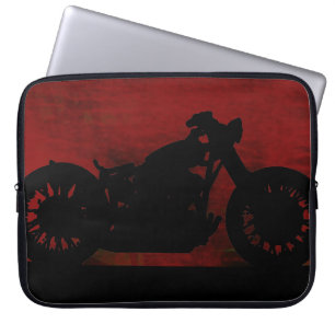 Housse Pour Ordinateur Portable moto noire sur le dos rouge