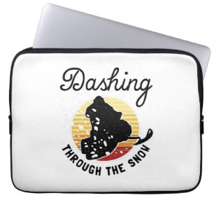 Housse Pour Ordinateur Portable Motoneige - Dashing À Travers La Neige