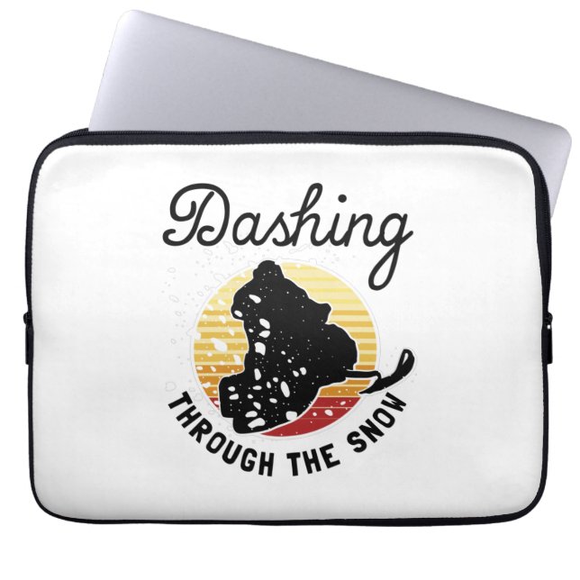 Housse Pour Ordinateur Portable Motoneige - Dashing À Travers La Neige (Devant)
