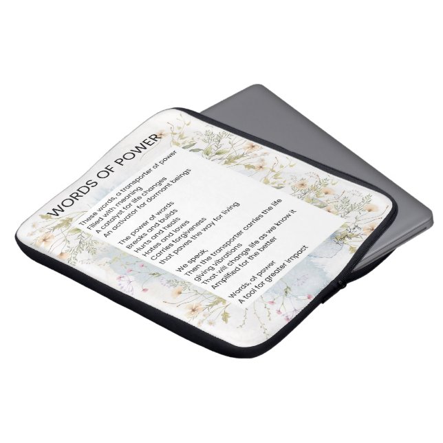 Housse Pour Ordinateur Portable Mots Du Pouvoir À L'Origine Poème Poème Poésie (Devant haut)