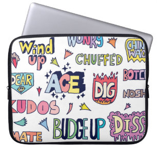 Housse Pour Ordinateur Portable Mots en argot anglais, lettres de gribouillis