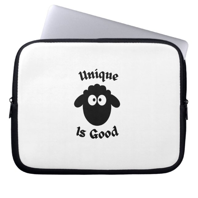 Housse Pour Ordinateur Portable mouton noir : Unique est bon (Devant)