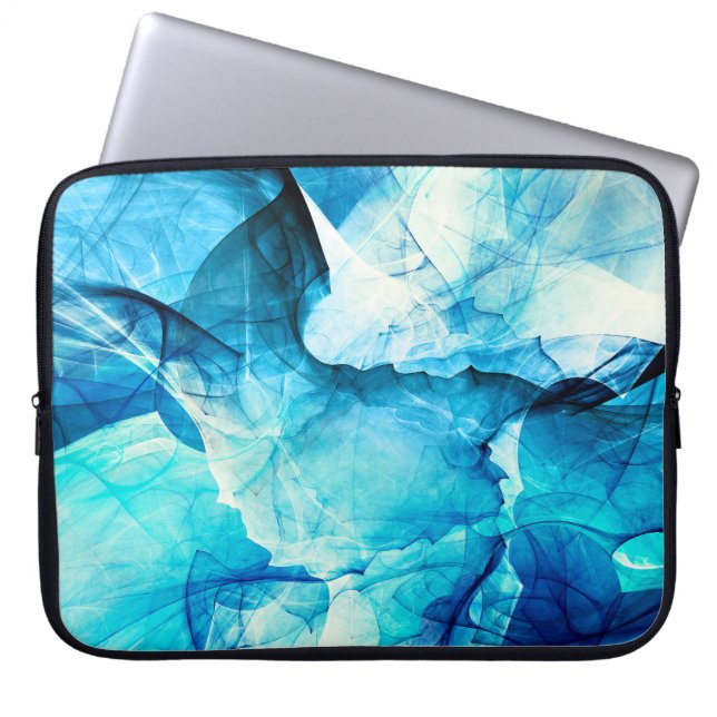 Housse Pour Ordinateur Portable mouvement bleu Abstrait : composition fractale. (Devant)