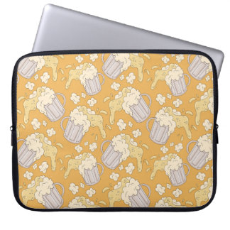 Housse Pour Ordinateur Portable Mug avec dessin animé en bière sans couture motif.