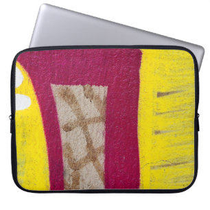 Housse Pour Ordinateur Portable Mur jaune et rose