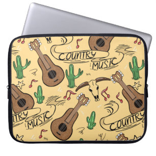 Housse Pour Ordinateur Portable Musique country sans couture motif avec guitare, c