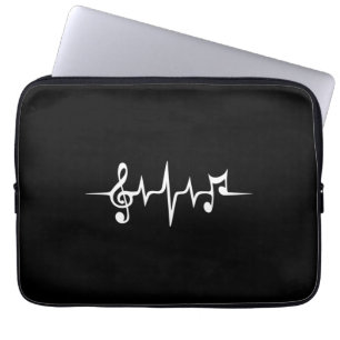 Housse Pour Ordinateur Portable Musique Notes d'impulsions Clé Fréquence Wave Soun