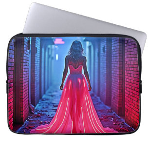 Housse Pour Ordinateur Portable Mystère d'Art de l'Allée de la Robe Rose Cyberpunk
