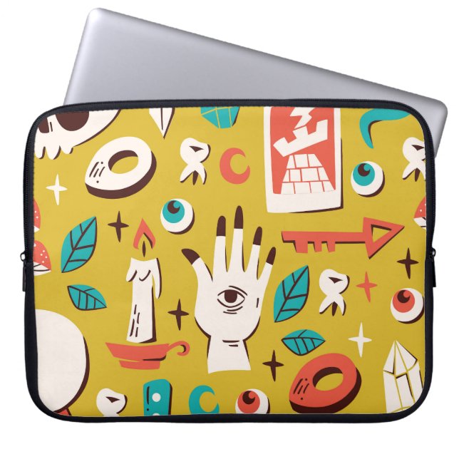 Housse Pour Ordinateur Portable Mystic Melange : Occult Seamless Elements (Devant)