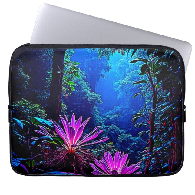 Housse Pour Ordinateur Portable Mystical Glowing Jungle Bloom Design (Devant)