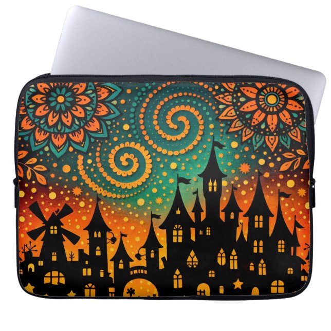 Housse Pour Ordinateur Portable Mystical Night Castle Silhouette (Devant)