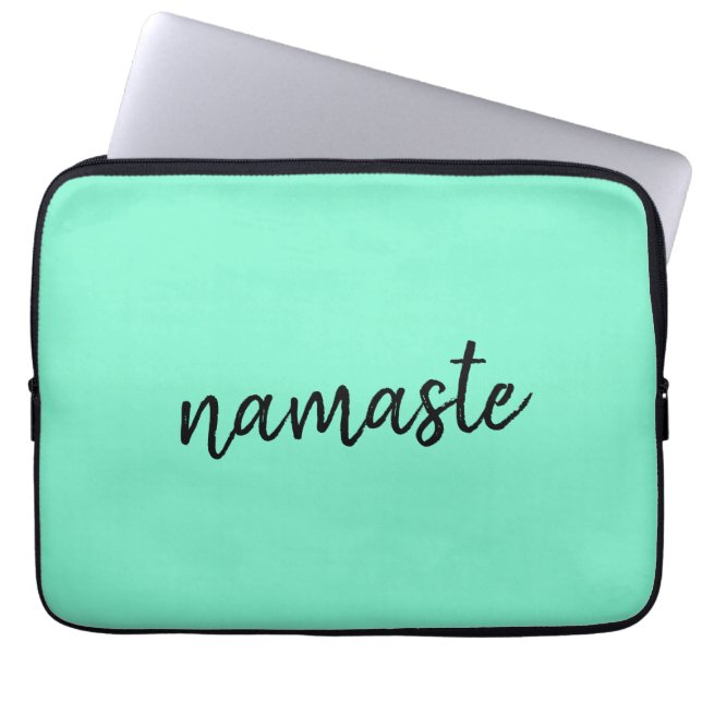 Housse Pour Ordinateur Portable Namaste | Neo Mint Green Moderne Yoga Spirituel (Devant)