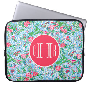 Housse Pour Ordinateur Portable Nantucket Preppy Palm Beach Imprimer Monogramme