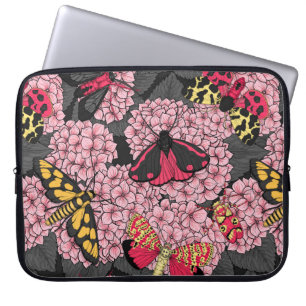 Housse Pour Ordinateur Portable Nappes phréatiques à hydrangée rose