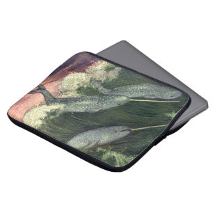 Housse Pour Ordinateur Portable Narvals, Animaux marins vintage Baleines Océan Ani