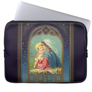 Housse Pour Ordinateur Portable Nativité Marie tenant le bébé Jésus