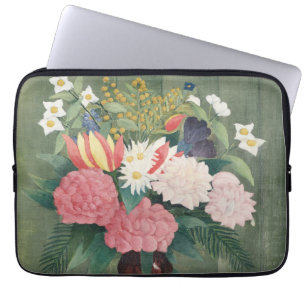 Housse Pour Ordinateur Portable Nature morte florale rose vintage de Henri Roussea