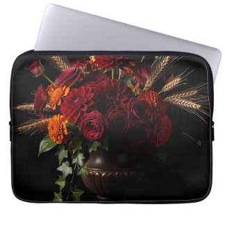 Housse Pour Ordinateur Portable Natures mortes florales de Dahlia et Roses de Bour