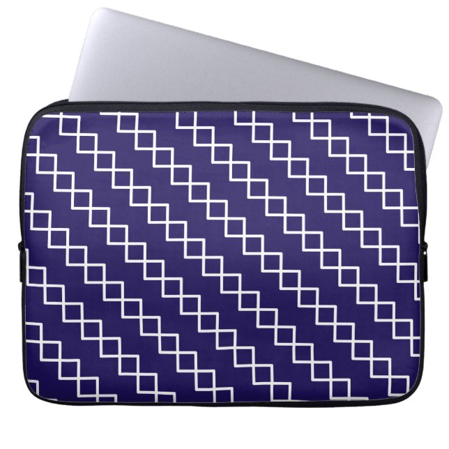 Housse Pour Ordinateur Portable Navy Blue White Geometric (Devant)