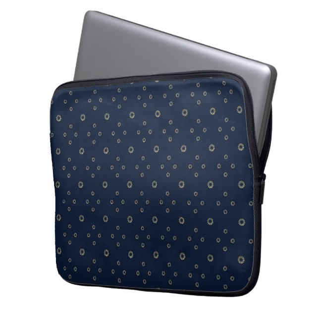 Housse Pour Ordinateur Portable Navy | Golden Zinnia Sun (devant gauche)