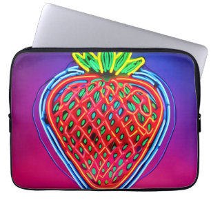 Housse Pour Ordinateur Portable Neon aux fraises vibrantes !