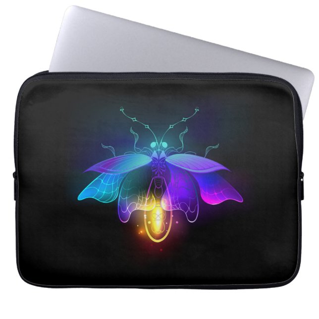 Housse Pour Ordinateur Portable Neon Firefly sur noir (Devant)