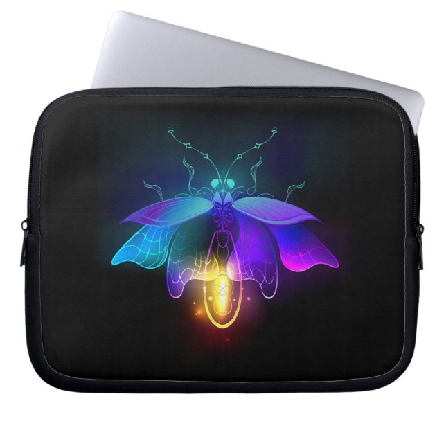 Housse Pour Ordinateur Portable Neon Firefly sur noir (Devant)