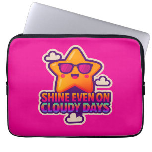 Housse Pour Ordinateur Portable Neon Kawaii Star - "Shine even on Cloudy Days"