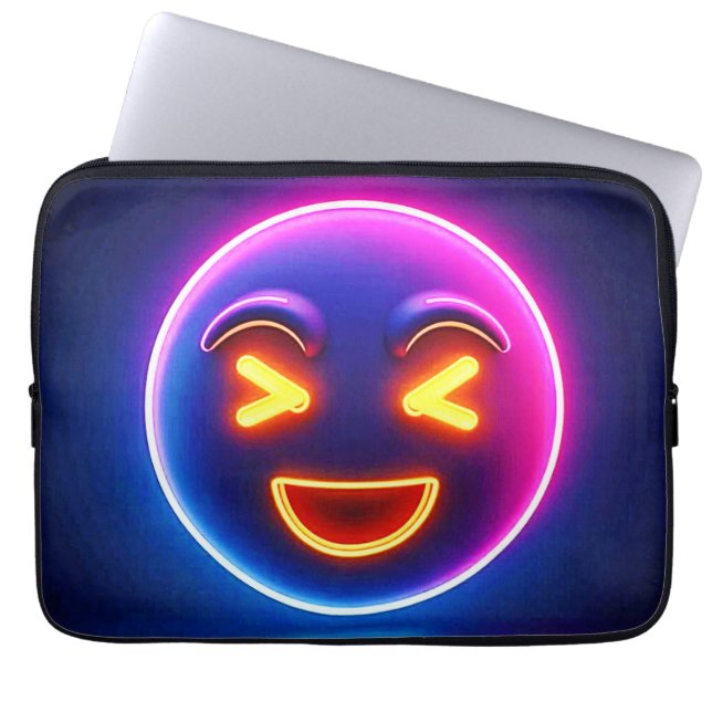 Housse Pour Ordinateur Portable Neon Laughing Emoji Joy (Devant)